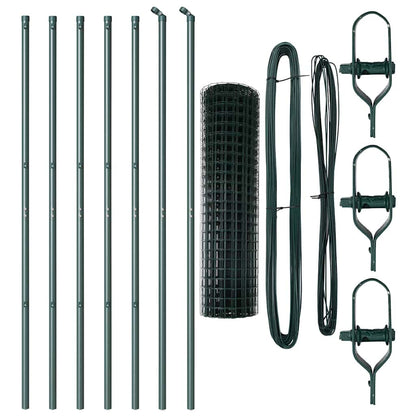 Fence with Posts Green 1 x 10 m Steel