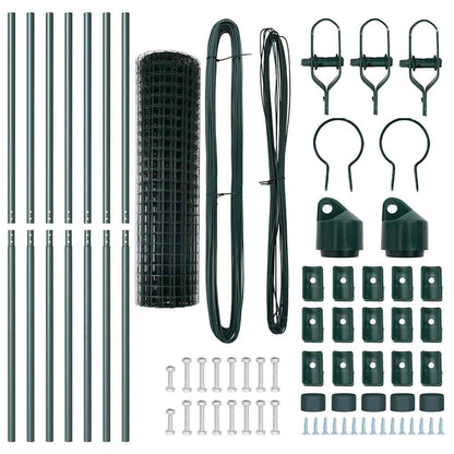 Fence with Posts Green 1 x 10 m Steel