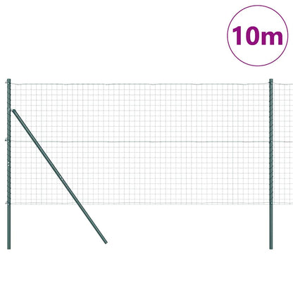 Fence with Posts Green 1 x 10 m Steel