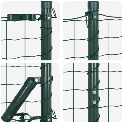 Fence with Posts Green 1.5 x 10 m Steel