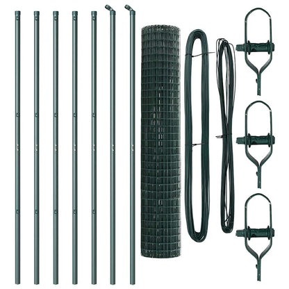 Fence with Posts Green 1.5 x 10 m Steel