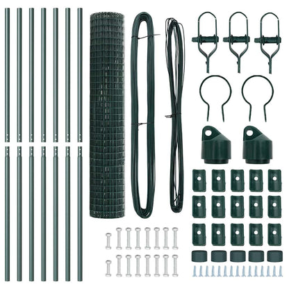 Fence with Posts Green 1.5 x 10 m Steel