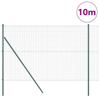 Fence with Posts Green 1.5 x 10 m Steel