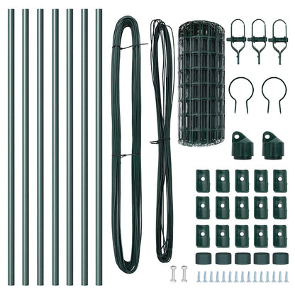 Fence with Posts Green 0.4 x 10 m Steel