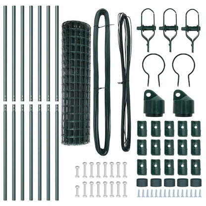 Fence with Posts Green 1 x 10 m Steel