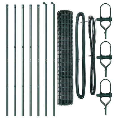 Fence with Posts Green 1.6 x 10 m Steel