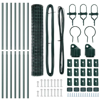 Fence with Posts Green 1.6 x 10 m Steel