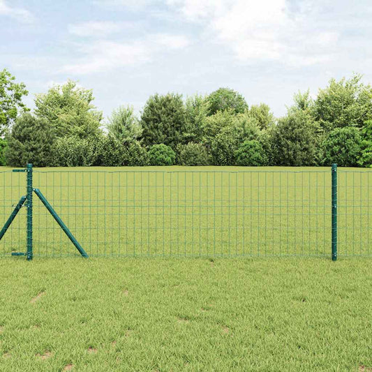 Fence with Posts Green 0.8 x 10 m Steel