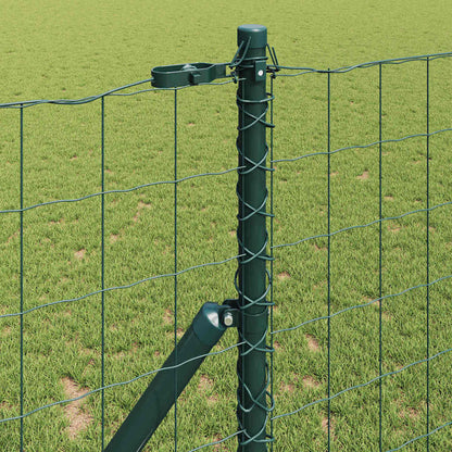 Fence with Posts Green 1 x 10 m Steel