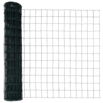 Fence with Posts Green 1 x 10 m Steel