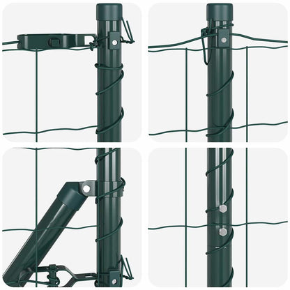 Fence with Posts Green 1.6 x 10 m Steel