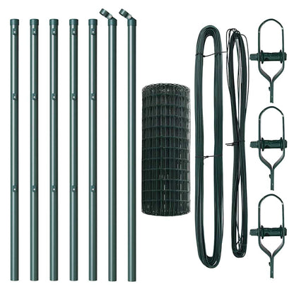 Fence with Posts Green 0.4 x 10 m Steel