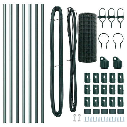 Fence with Posts Green 0.4 x 10 m Steel