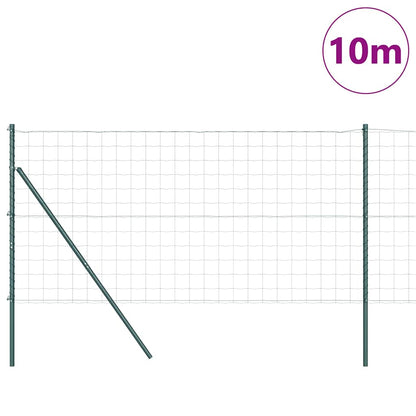 Fence with Posts Green 1.2 x 10 m Steel