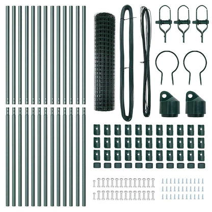 Fence with Posts Green 1 x 25 m Steel