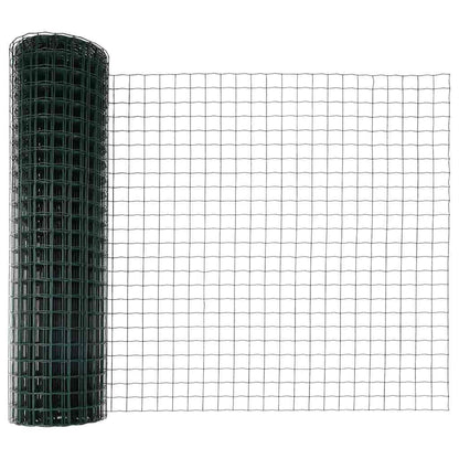 Fence with Posts Green 1 x 25 m Steel