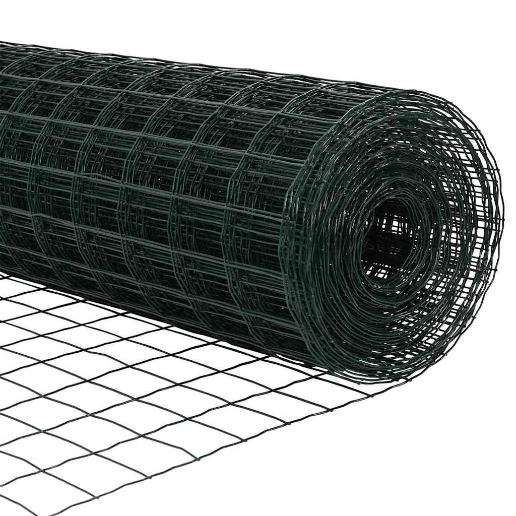Fence with Posts Green 0.6 x 25 m Steel