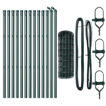 Fence with Posts Green 0.6 x 25 m Steel