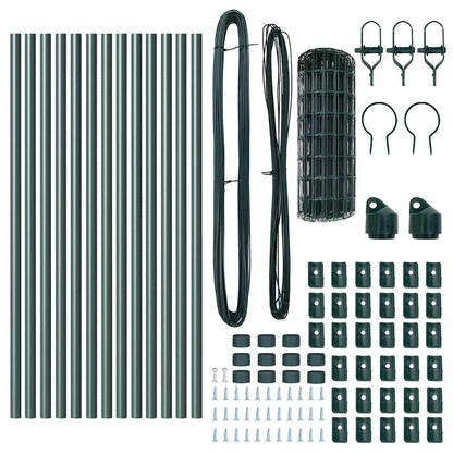 Fence with Posts Green 0.6 x 25 m Steel