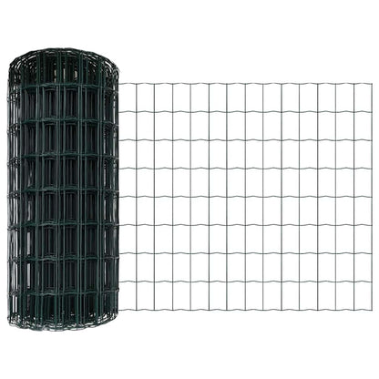 Fence with Posts Green 0.6 x 25 m Steel