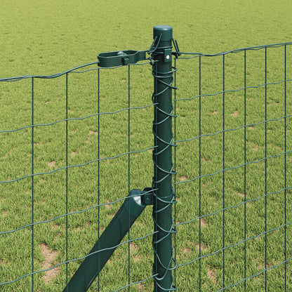 Fence with Posts Green 1 x 25 m Steel
