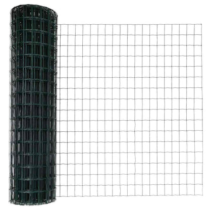 Fence with Posts Green 1 x 25 m Steel