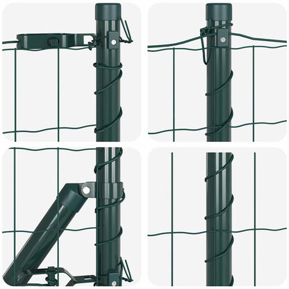 Fence with Posts Green 0.8 x 25 m Steel