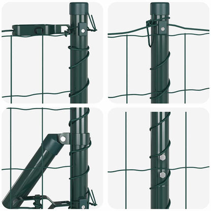 Fence with Posts Green 1 x 25 m Steel