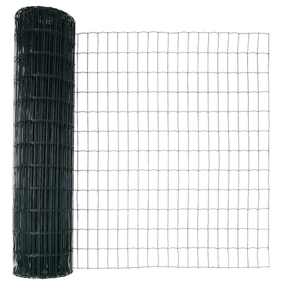 Fence with Posts Green 1 x 25 m Steel