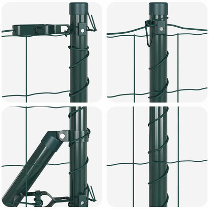 Fence with Posts Green 0.8 x 25 m Steel