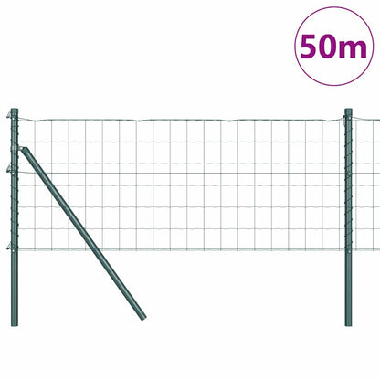 Fence with Posts Green 0.6 x 50 m Steel