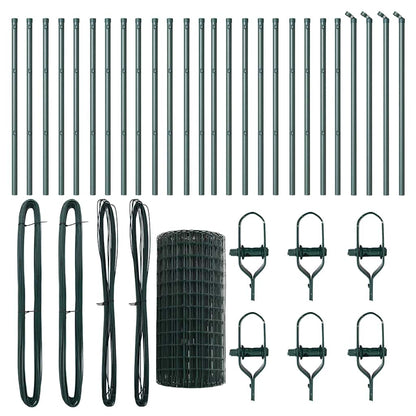 Fence with Posts Green 0.6 x 50 m Steel