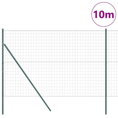 Fence with Posts Green 1.5 x 10 m Steel