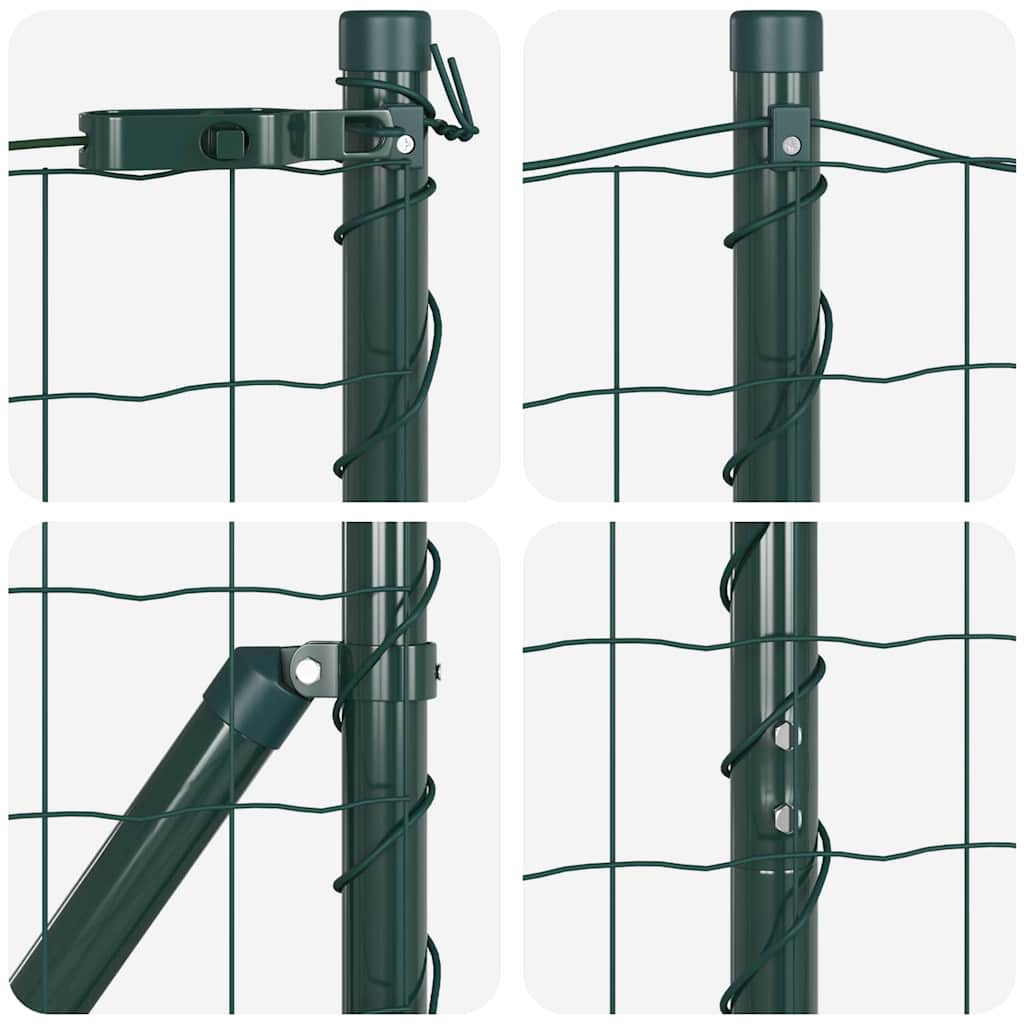 Fence with Posts Green 1 x 25 m Steel