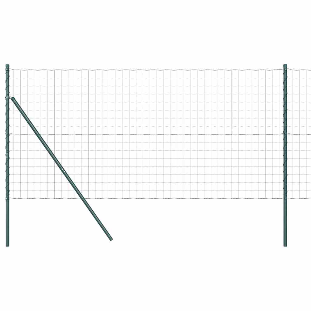 Fence with Posts Green 1 x 25 m Steel