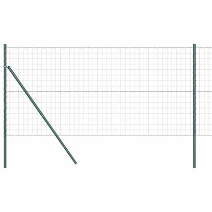 Fence with Posts Green 1 x 25 m Steel