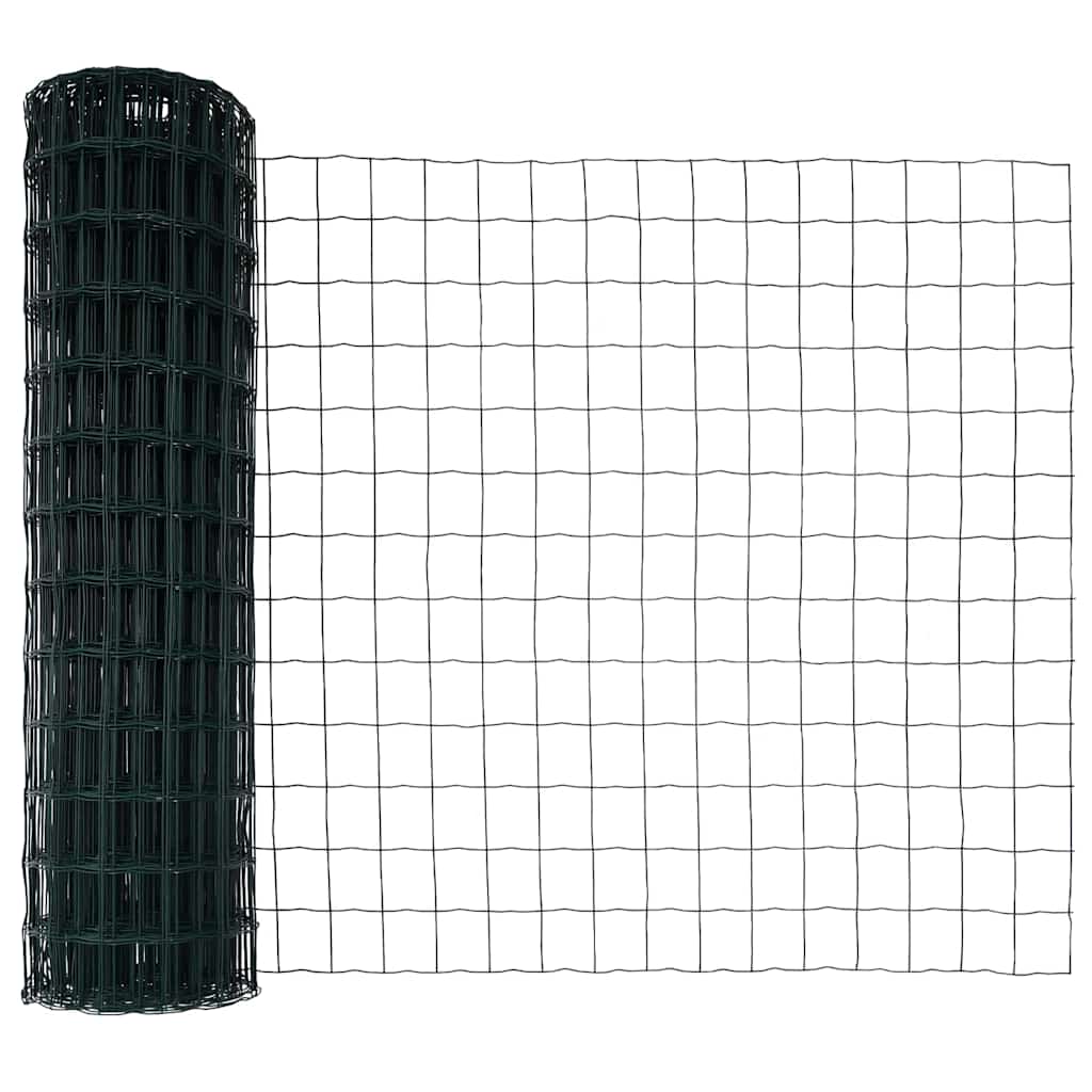 Fence with Posts Green 1 x 25 m Steel