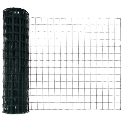Fence with Posts Green 1 x 25 m Steel