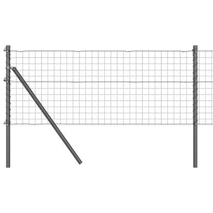 Fence with Posts Grey 0.6 x 10 m Steel