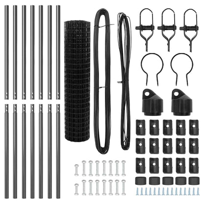 Fence with Posts Grey 1 x 10 m Steel