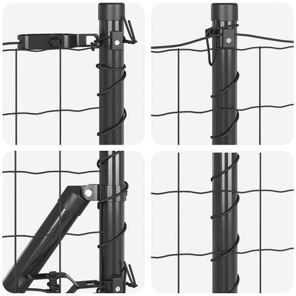 Fence with Posts Grey 0.4 x 10 m Steel