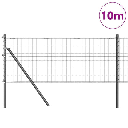 Fence with Posts Grey 0.8 x 10 m Steel