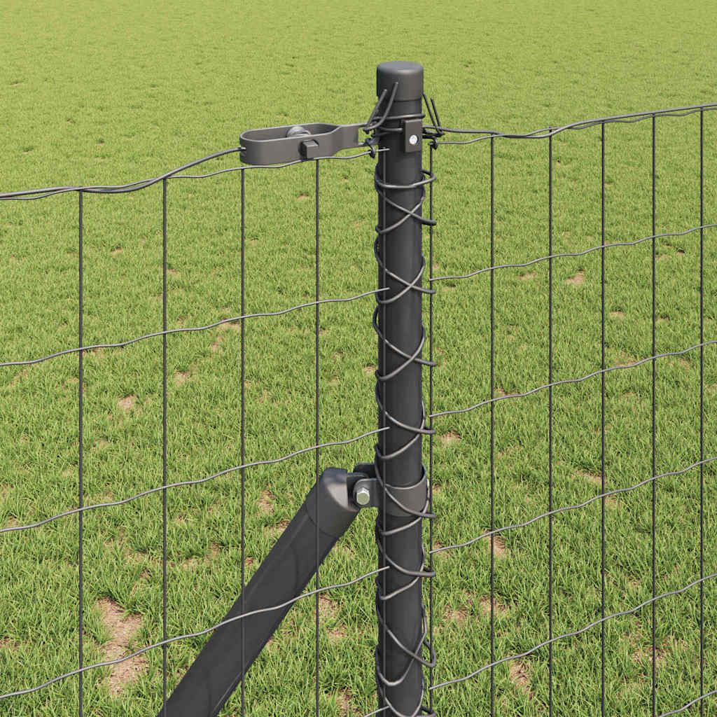 Fence with Posts Grey 1 x 10 m Steel