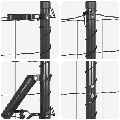 Fence with Posts Grey 1.2 x 10 m Steel