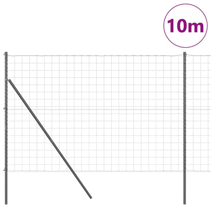 Fence with Posts Grey 1.5 x 10 m Steel