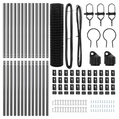 Fence with Posts Grey 1 x 25 m Steel