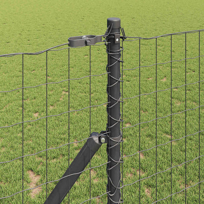 Fence with Posts Grey 1 x 25 m Steel