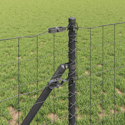 Fence with Posts Grey 0.6 x 25 m Steel