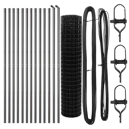 Fence with Posts Grey 1 x 25 m Steel