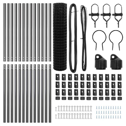 Fence with Posts Grey 1 x 25 m Steel